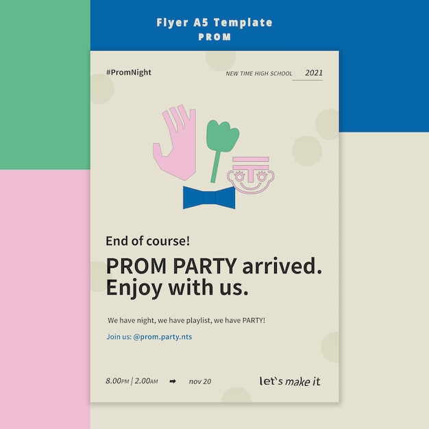 Free PSD prom party flyer template