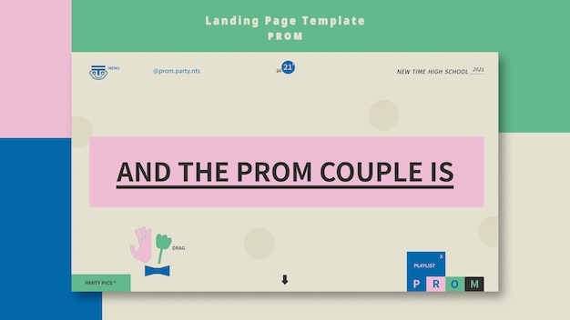 Free PSD prom party landing page template