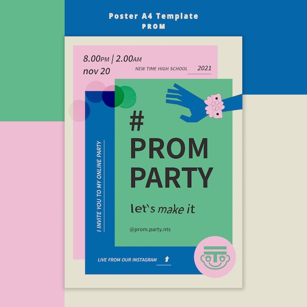 Бесплатный PSD Шаблон плаката для выпускного вечера