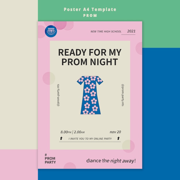 Free PSD prom party poster template