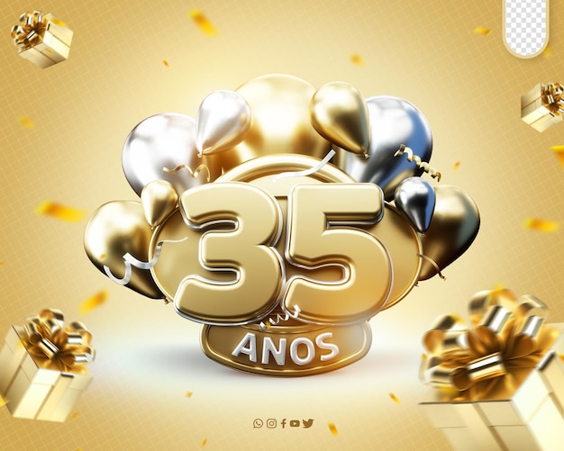 Рекламный логотип празднование 35-й годовщины инаугурация 35-я годовщина