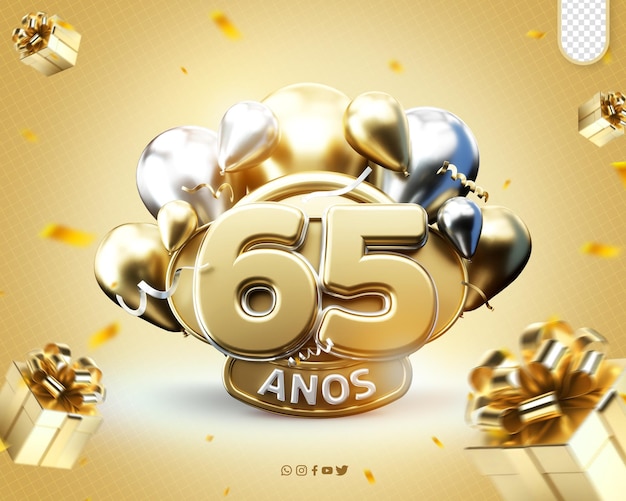 PSD gratuito logo promozionale celebrazione del 65° anniversario inaugurazione del 65° aniversario