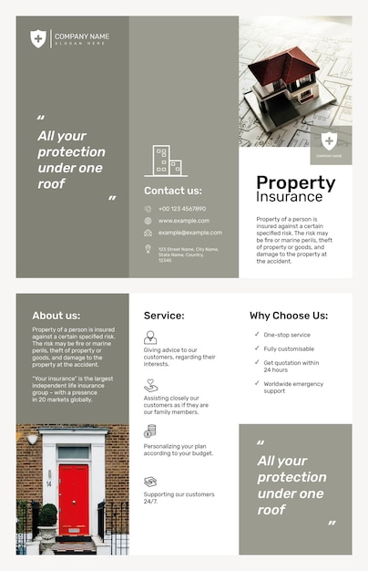 Free PSD property insurance brochure template psd with editable text