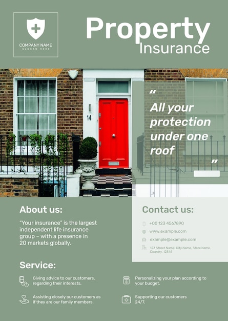 Free PSD property insurance poster template psd with editable text