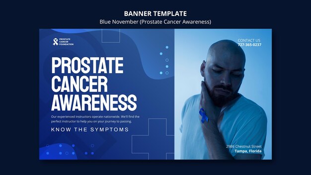 Шаблон баннера осведомленности рака простаты в синих тонах