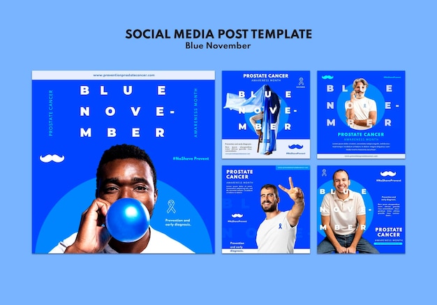 Free PSD prostate cancer awareness instagram posts set