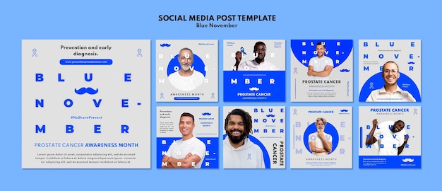 Set of Prostate Cancer Awareness Instagram Posts – Free Download PSD Templates