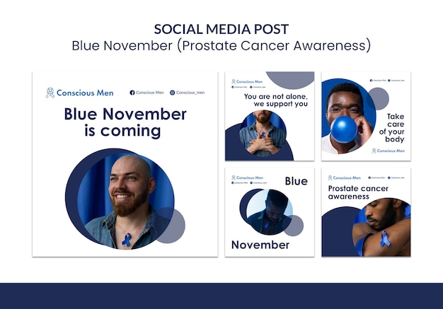 Prostate cancer awareness instagram posts set