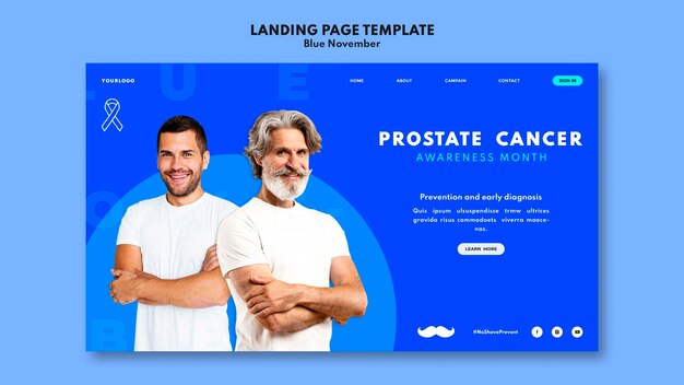 青の詳細が記載された前立腺がん啓発ランディングページテンプレート