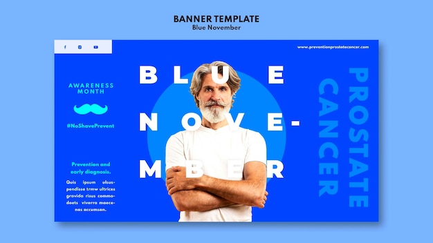 Prostate cancer awareness landing page template with blue details