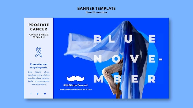 Prostate cancer awareness landing page template with blue details