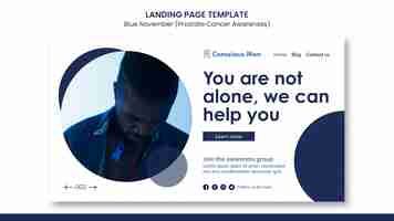 Free PSD prostate cancer awareness landing page template with blue details