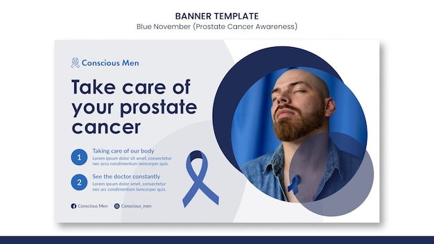 Prostate cancer awareness landing page template with blue details