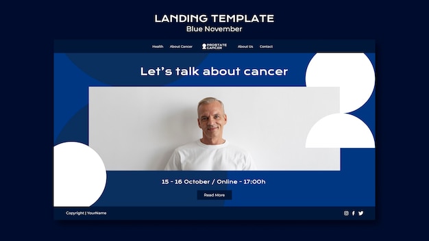 Modello di pagina di destinazione per la consapevolezza del cancro alla prostata