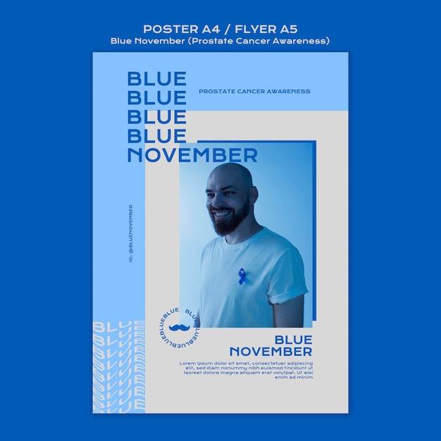 Free PSD prostate cancer awareness print template with blue details