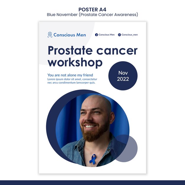 Free PSD prostate cancer awareness print template with blue details