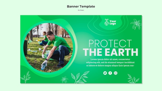 Protect the earth banner template