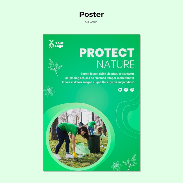 Proteggi il modello di poster della natura