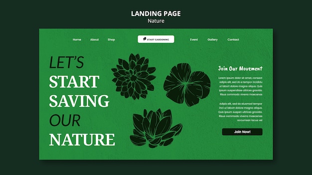 Free PSD protecting nature concept landing page template