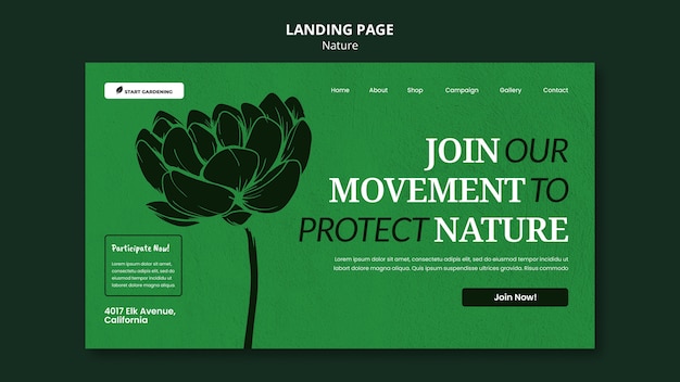 Free PSD protecting nature concept landing page template