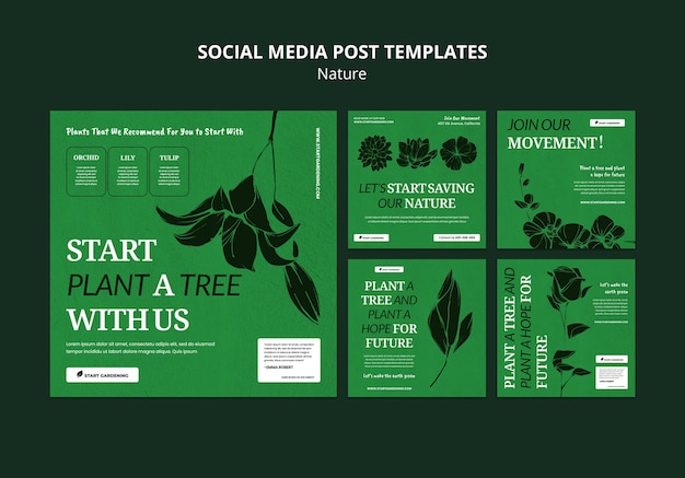 Free PSD protecting nature concept social media post set