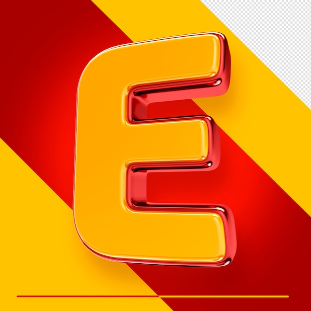 Free PSD psd 3d alphabet letter e isolated with red and yellow for compositions