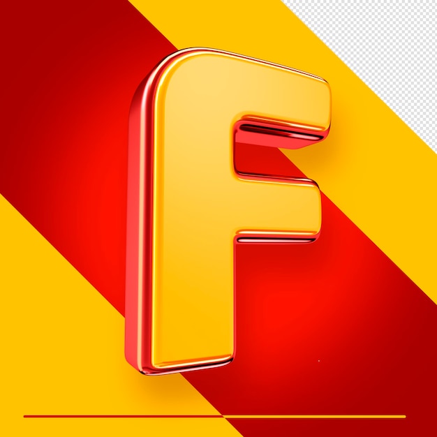 Free PSD psd 3d alphabet letter f isolated with red and yellow for compositions