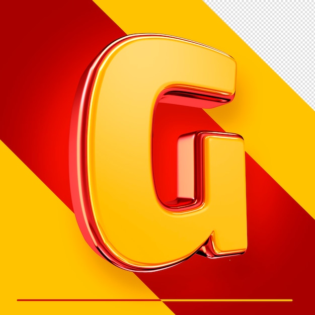 Psd 3d alphabet letter g isolated with red and yellow for compositions