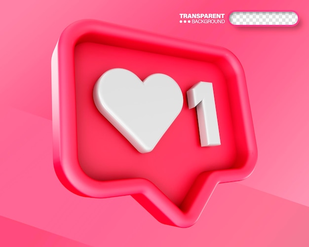 Free PSD psd 3d render social media heart icon isolated