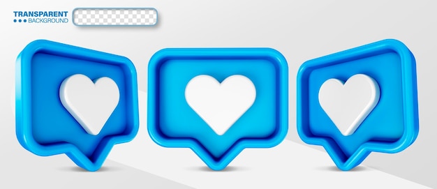 Free PSD psd 3d render social media heart icon isolated