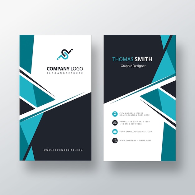 Psd abstract blue vertical business card