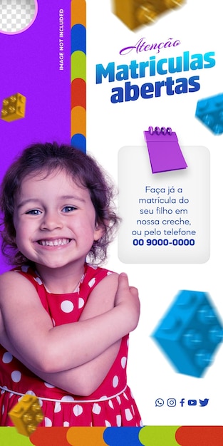 PSD gratuito banner psd social media back to school apertura iscrizione volta come aulas in brasilia