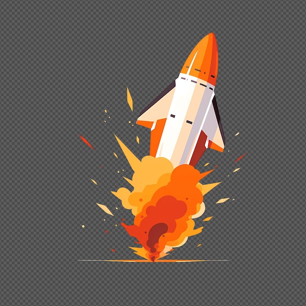 Psd cartoon illustration blast off rocket