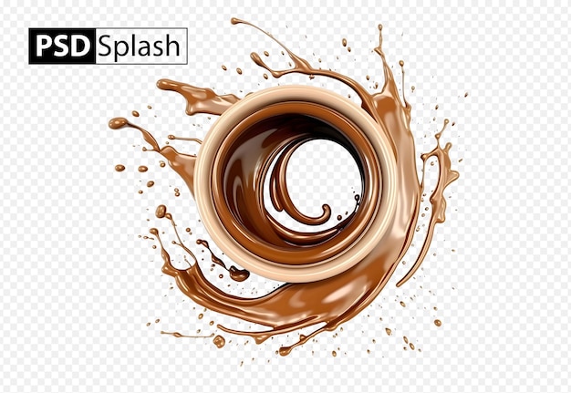 Free PSD psd chocolate liquid swirl splash and drops isolated on background