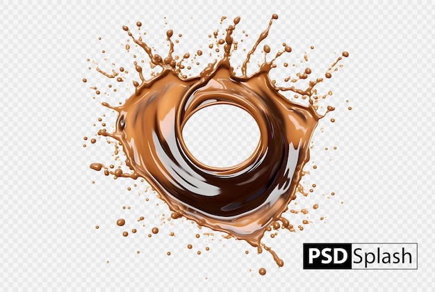 Psd spruzzata rotonda di cioccolato isolato su sfondo