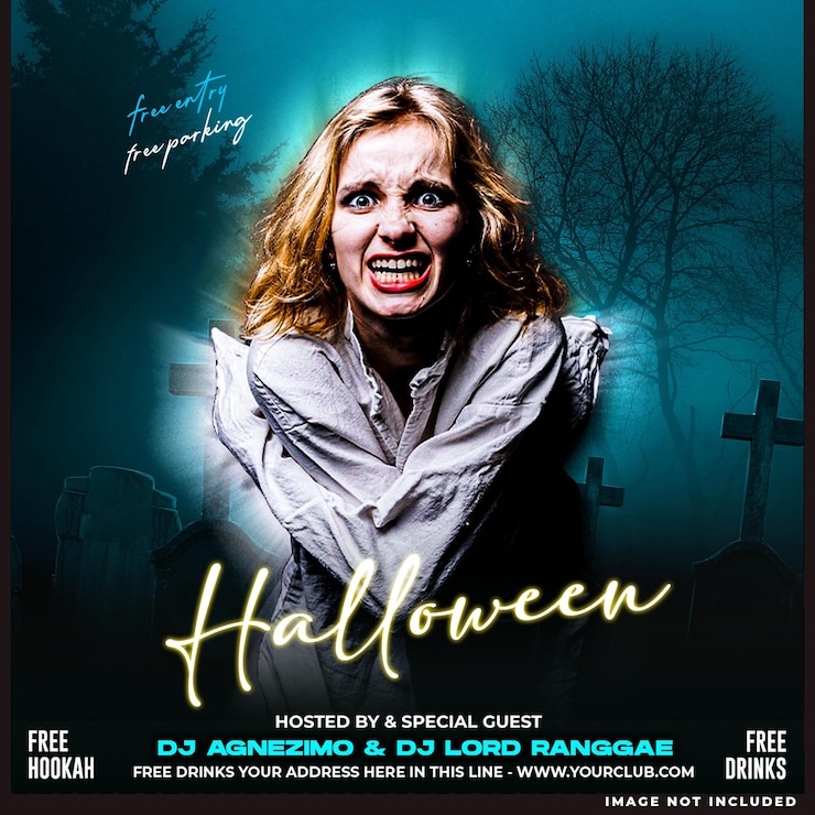Free PSD psd halloween dj club party social media flyer template or web banner