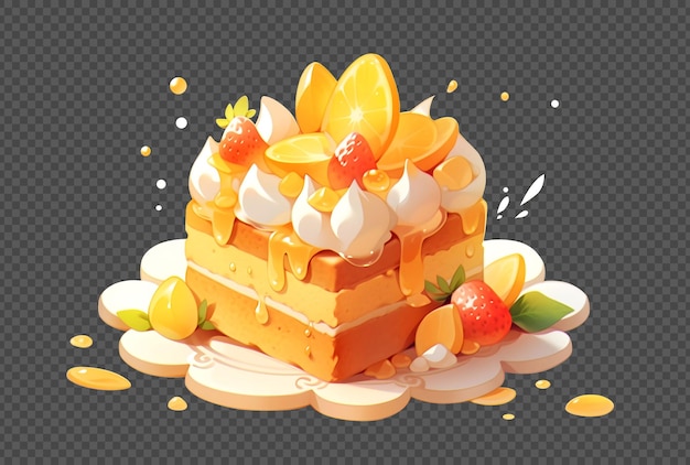 Free PSD psd honey fruit cake isolated on background