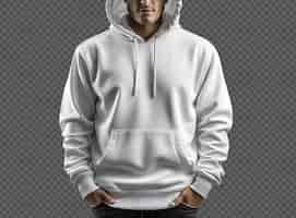 Free PSD psd isolated front model wearing white hoodie