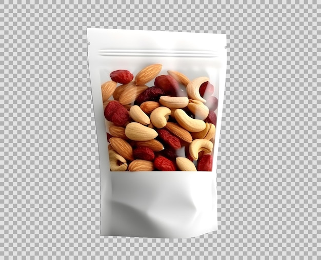 Psd isolated glossy pouch with fruit amp nut mix