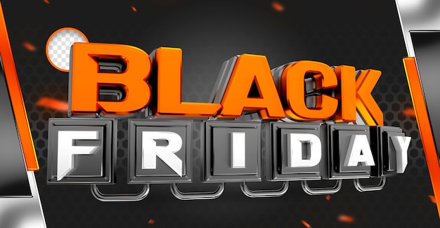 Etichetta psd campagne di offerte promozionali realistiche del black friday in 3d in brasile