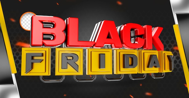 Psd label 3d realistic black friday promotion offer campaigns in brazil