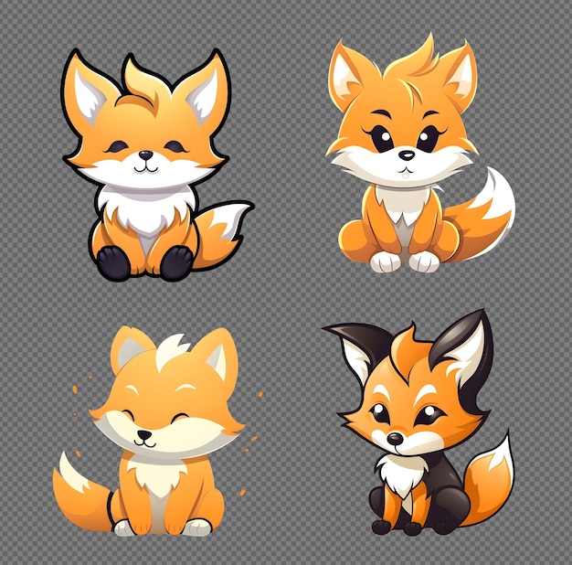 PSD gratuito collezione di mascotte di psd cute fox