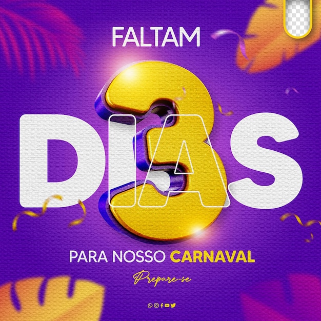 PSD gratuito psd post template social media carnival days left carnaval brasil