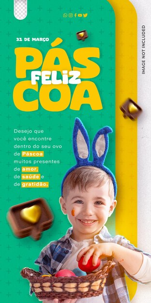 Campagna di pasqua sui social media di psd buona pasqua in brasile portoghese
