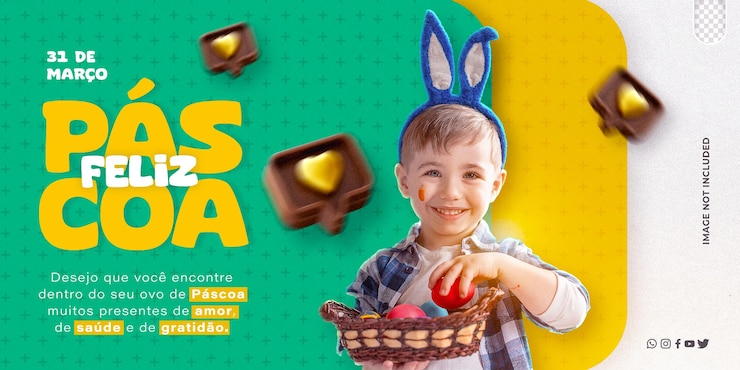 Free PSD psd social media easter campaign happy easter in portuguese brazil