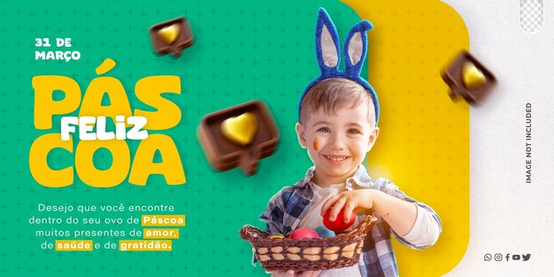 psd social media easter campaign happy easter in portuguese brazil