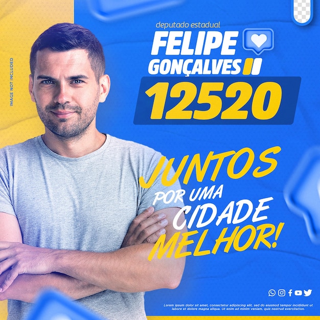 Psd template editable political campaign in brazil councilor president deputy eleicoes brasil