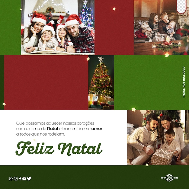 Modello psd celebrazione dei social media buon natale feliz natal in brasile