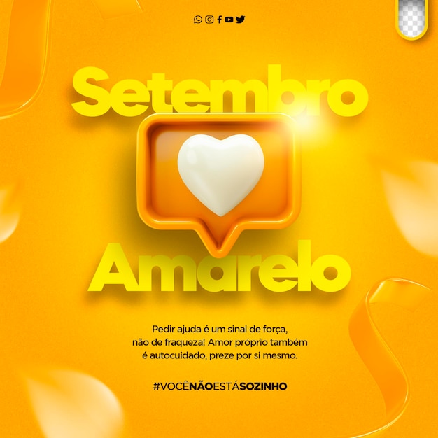 Бесплатный PSD psd шаблон месяц предотвращения самоубийств в социальных сетях желтый сентябрь setembro амарело в бразилии