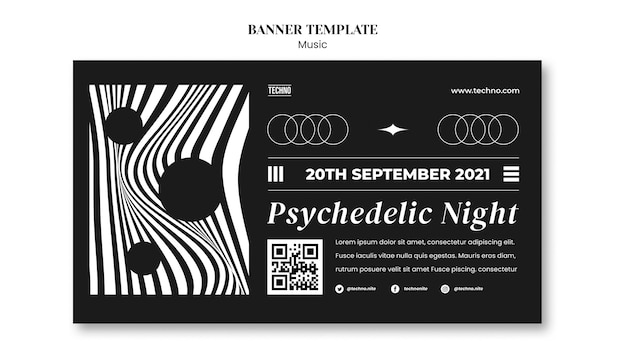 Free PSD psychedelic party banner template